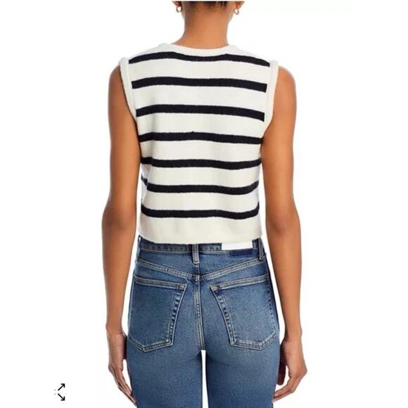 Line & Dot Tumi Top Striped Sleeveless Sweater Gold Buttons Sz S NWT $88 - Picture 2 of 14